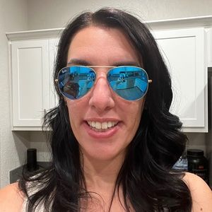 RayBan aviators blue mirrored lenses